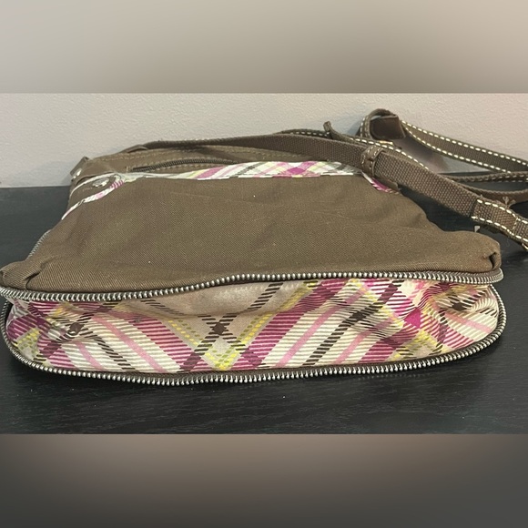 Thirty-One Brown‎ Expandable Adjustable Strap Crossbody Brown and Pink Plaid - Picture 13 of 13